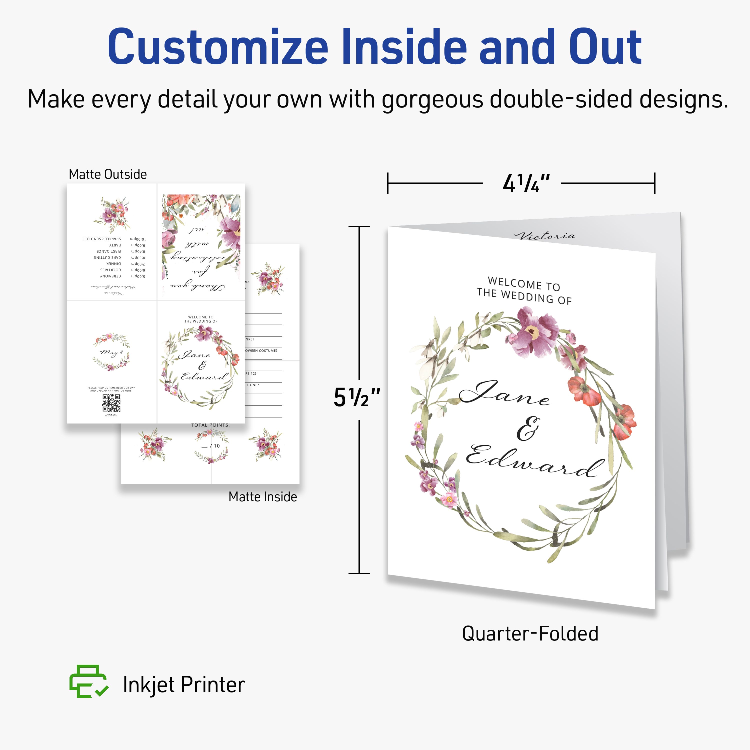 Quarter-Fold Greeting Cards & Envelopes, Matte 3266 | Avery